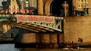 Pancartas que muestran la movilización en Londres