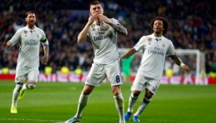 Kroos celebra su anotación contra el Nápoles en Champions