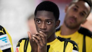 Ousmane Dembélé previo a un partido del Dortmund