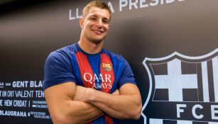 Rob Gronkowski visitó al Barcelona en el Camp Nou