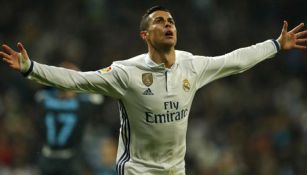 Cristiano Ronaldo celebra un tanto en el Bernabéu