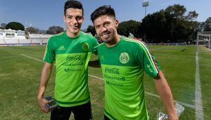 Oribe y Jiménez tras el entrenamiento del Tri en Cuernavaca