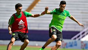 Jiménez y Moreno, en un entrenamiento del Tri