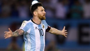 Messi celebra el único tanto del encuentro frente a Chile