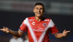 Edgar Andrade celebra su gol frente a Veracruz