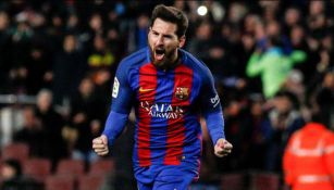 Lionel Messi se muestra eufórico tras anotar con el Barca