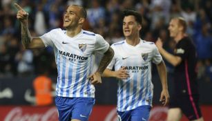 Sandro celebra su gol frente al Barcelona