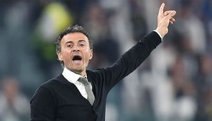 Luis Enrique lanza un grito durante el juego entre la Juventus y el Barcelona