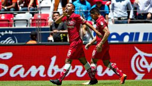 Erbin Trejo celebra un gol contra el Necaxa