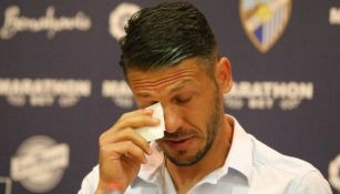 Demichelis llorando en la conferencia de prensa 