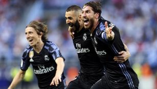 Ramos y Benzema festejan el 0-2 contra Málaga