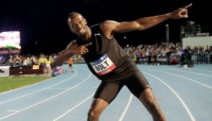 Usain Bolt celebra su triunfo en la Final de Australia