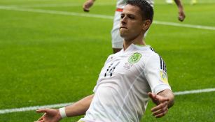 Chicharito celebra su gol frente a Portugal