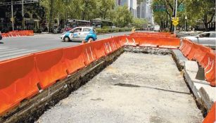 Obras en Reforma por la construcción de la L7 del Metrobús