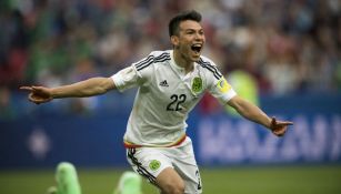 Hirving Lozano festeja su gol contra Rusia 