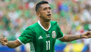 Elías Hernández celebrando su tanto frente a El Salvador