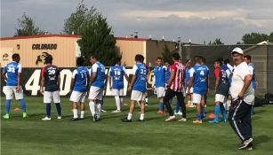 Jugadores del Deportivo Unión Jérez con los que entrena el Tri