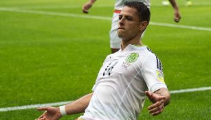 Chicharito celebra el gol contra Portugal 