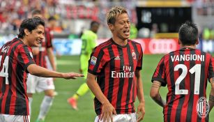 Keisuke Honda celebra un gol con el Milan