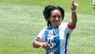 Mónica Ocampo en un partido con Tuzos