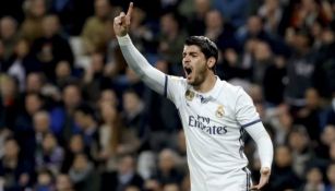 Álvaro Morata festeja un gol del Real Madrid