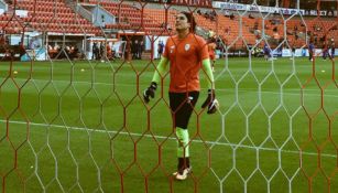 Ochoa, durante un calentamiento con el Standard de Lieja