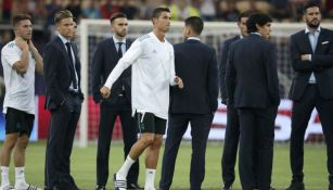 Cristiano Ronaldo, en el Estadio de Macedonia