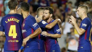 Barcelona festeja un gol de Lionel Messi