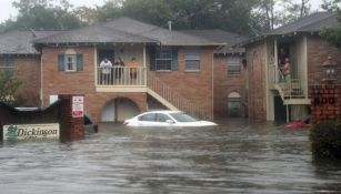 Una casa inundada en una zona de Houston, Texas