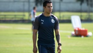 Carlos Cisneros, en un entrenamiento con las Chivas