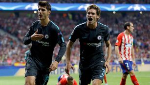 Alonso y Morata celebran un gol contra Atlético