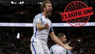 Harry Kane celebra el único tanto de la victoria inglesa
