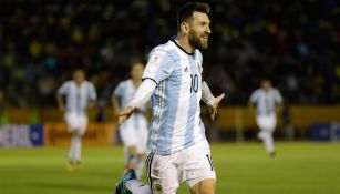 Messi celebra una anotación contra Ecuador 