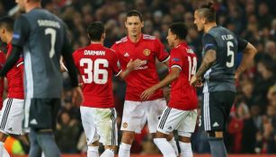 Nemanja Matic festeja el primer gol a favor del Man Utd frente a Benfica