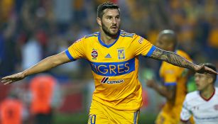 Gignac festeja un gol con Tigres