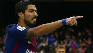 Luis Suárez celebra una anotación contra Celta en Camp Nou