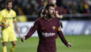 Lionel Messi festeja gol contra Villarrreal 