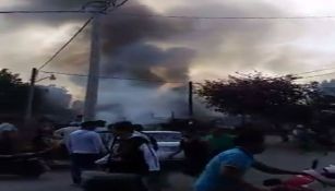 Momento de la explosión en una vivienda en Tultepec