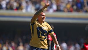 Nicolás Castillo celebra un gol en la Fecha 2 del C2018