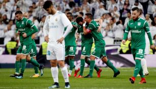 Leganés celebra el primer gol contra el Real Madrid