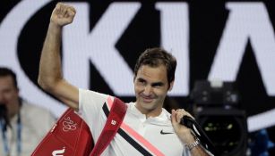 Roger Federer celebra tras su pase a la Final del Abierto de Australia