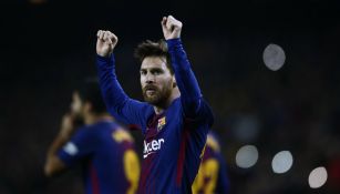 Messi celebra un gol con el Barcelona