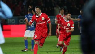 Jiménez celebra su anotación contra el Feirense 