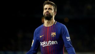 Piqué celebra un gol con el Barcelona 