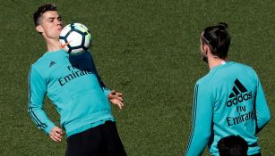 Cristiano Ronaldo durante un entrenamineto con el Real Madrid