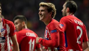 Antoine Griezmann sonríe tras haber marcado frente al Sporting de Lisboa 