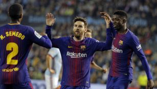 Semedo, Messi y Dembélé, en el juego vs Celta de Vigo