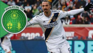 Zlatan celebra una anotación con el Galaxy 