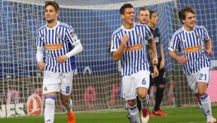 Héctor Moreno celebra un gol con la Real Sociedad