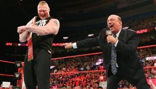 Brock Lesnar (izq) y Paul Heyman (der) en RAW